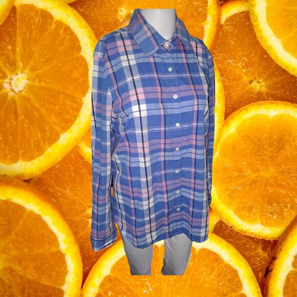 Prince & Fox Pink and Blue Plaid Button Up Shirt Size Large - Picture 8 of 8